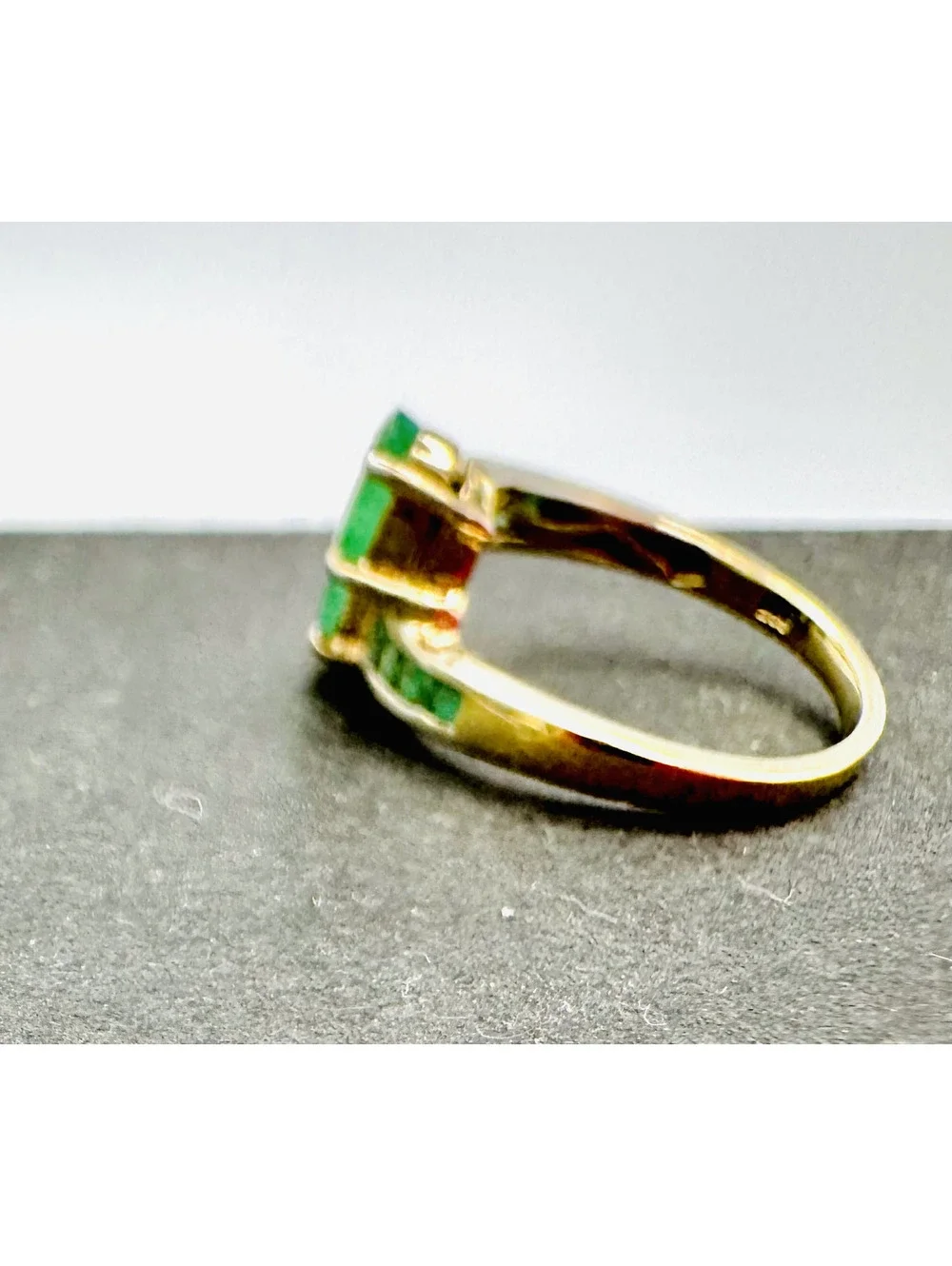 Gold plated sterling silver emerald ring; size 8 - Picture 3 of 8